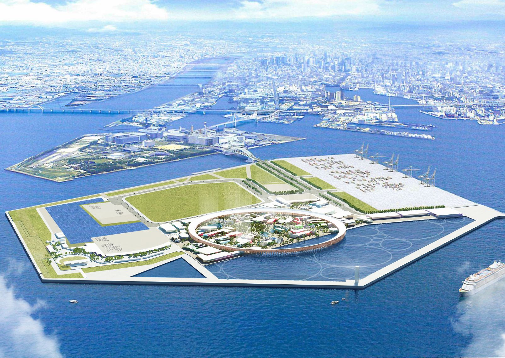 Das Gelände der Expo 2025 Osaka, Kansai, Japan