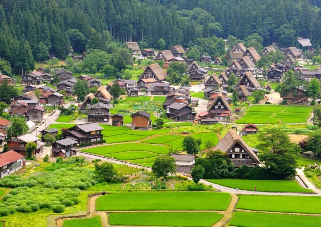 Das Dorf Shirakawa-go im Sommer