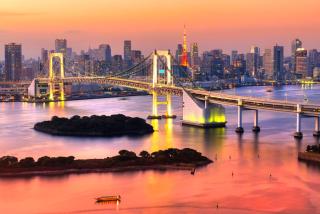 Die Skyline von Tokio von Odaiba aus