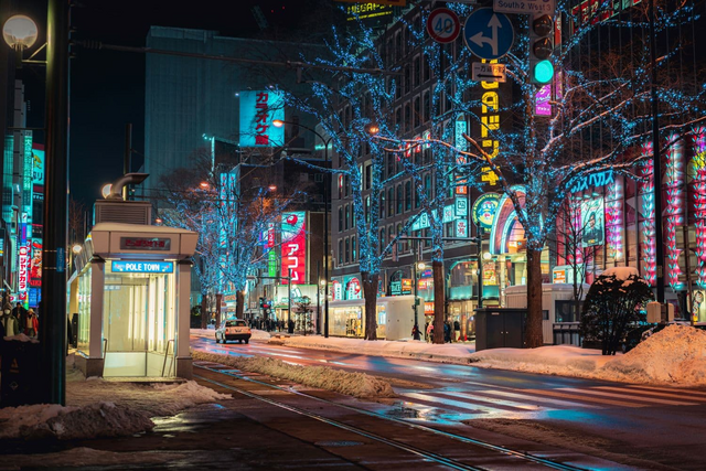 Sapporo bei Nacht