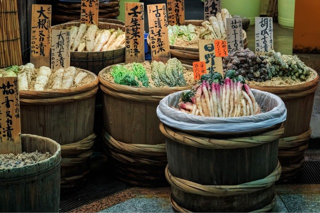 Eingelegtes Gemüse auf dem Nishiki-Markt, Kyoto