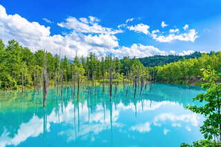 Blauer Teich von Shirogane in Biei