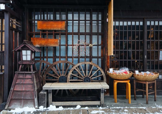 Historisches Takayama an einem Wintertag